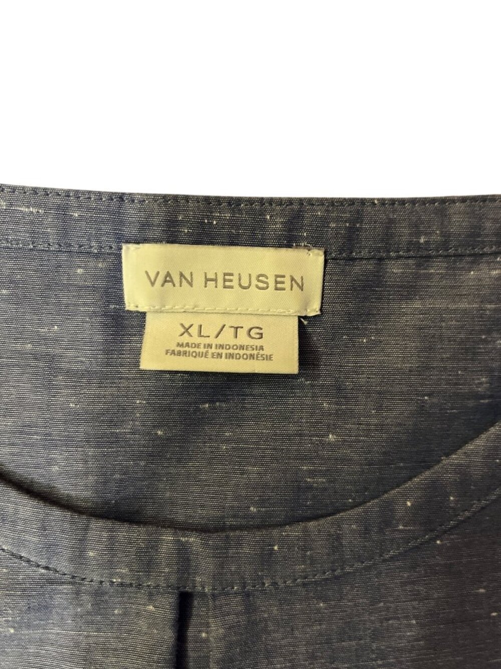 Van Heusen Studio Womens XL Blue Heather 3/4 Sleeve Top Cotton Blend Used - Picture 5 of 12